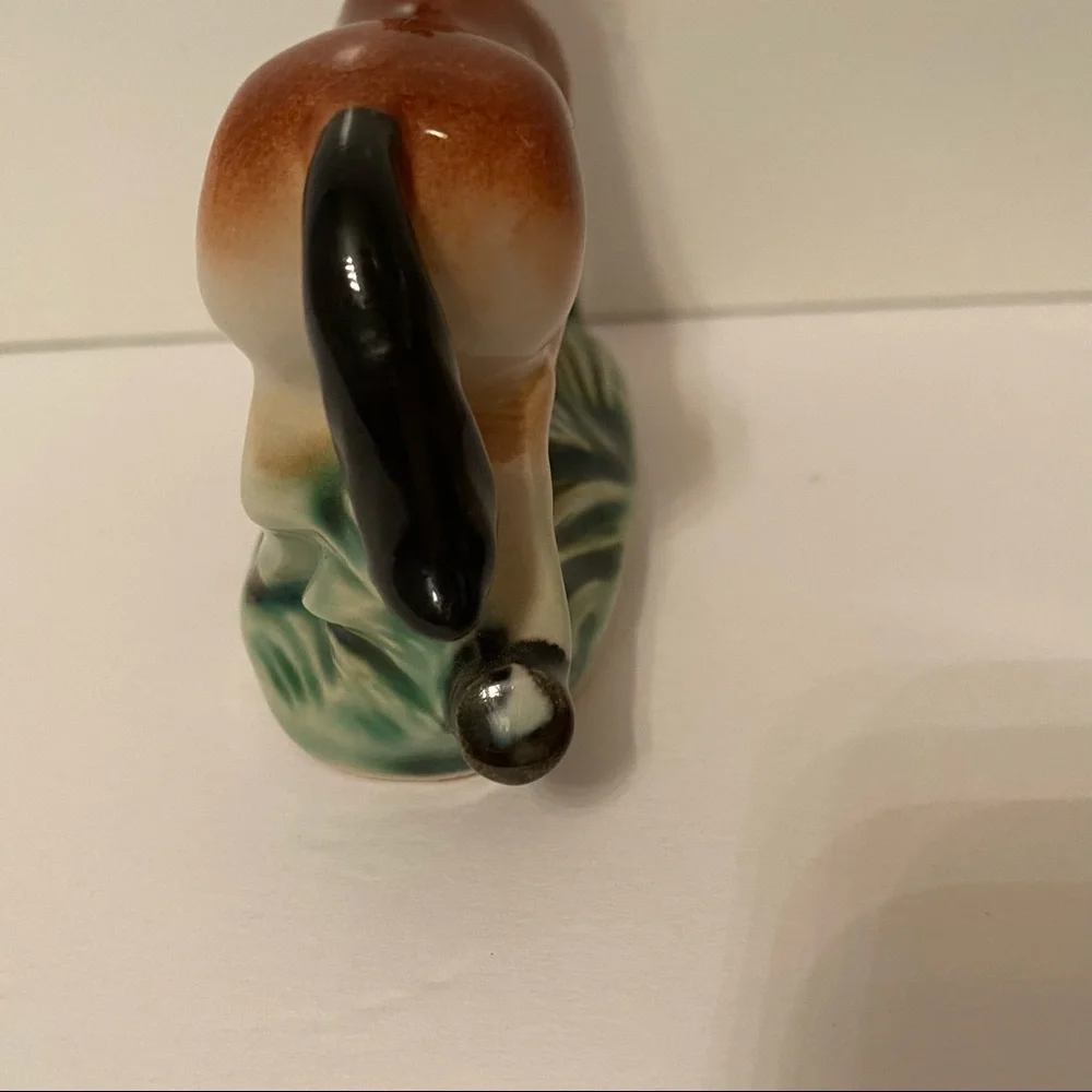 HORSE FIGURINE FIGURE CHINA PORCELAIN BROWN GREEN VINTAGE EQUINE HOME ACCENT